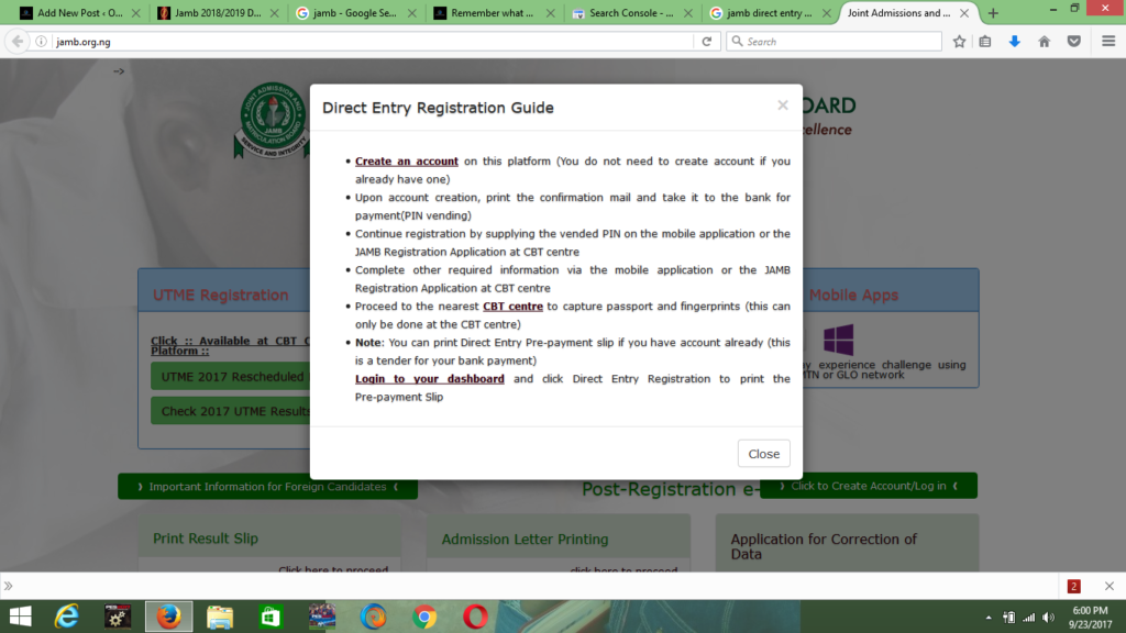 JAMB 2021/2022 Direct Entry Registration jamb.org.ng ...