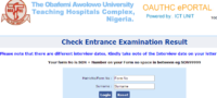 OAUTH School Of Nursing Entrance Exam Result