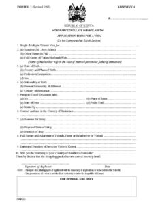 Kenya Visa Application Form