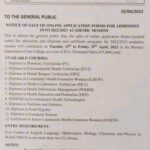 Galtima Mai Kyari College of Health Science and Technology Admission Form